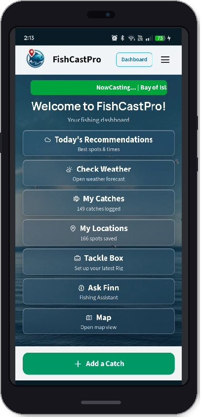 FishCastPro app mockup